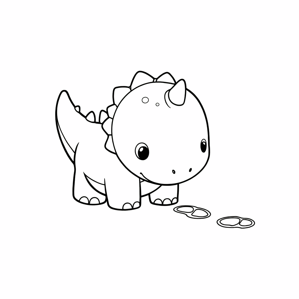 El adorable dinosaurio olfatea el suelo y descubre unas huellas mágicas que brillan